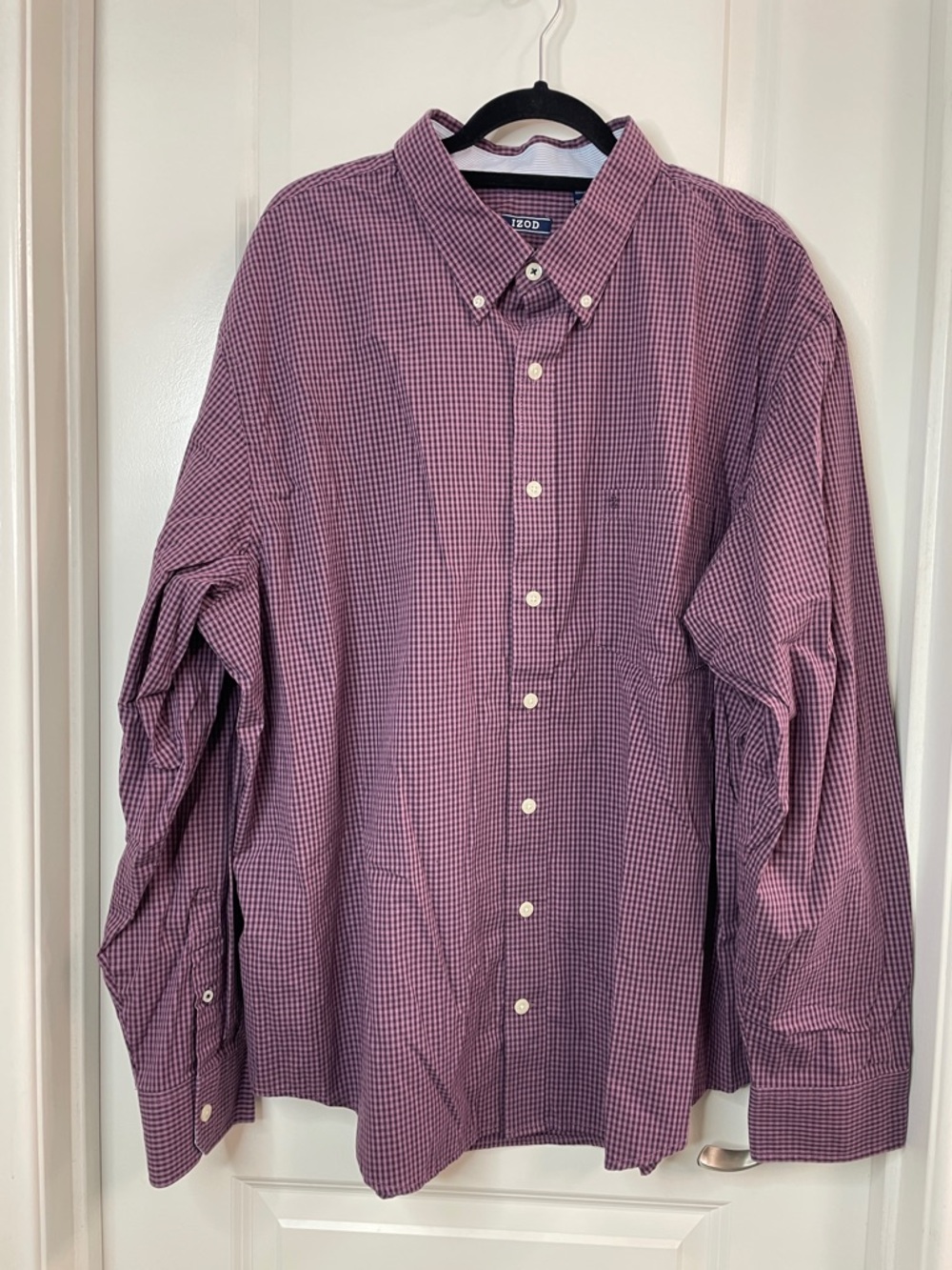 Izod Men's Purple Gingham Button-Down Shirt